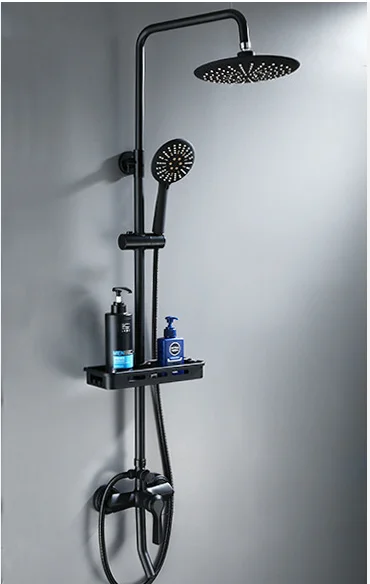 Bathroom black stainless steel 304 shower sets hot cold shower mixer in wall rain concealed shower set