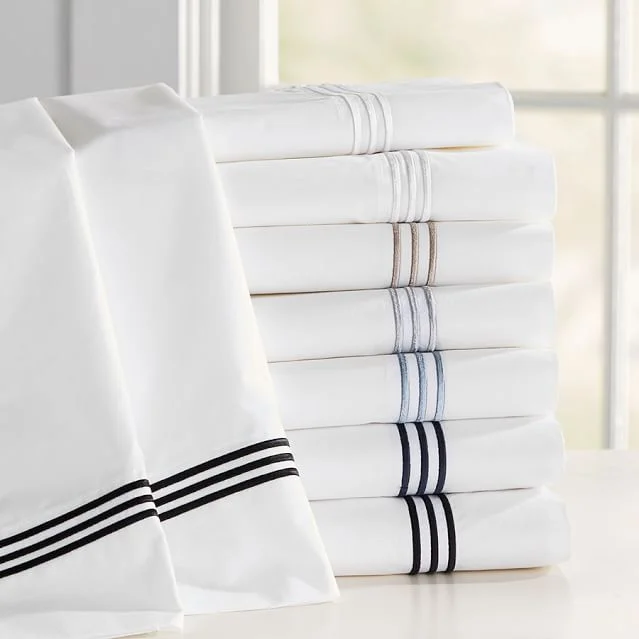 5 Star White Hotel Linen Bed Sheet Set 3/4pcs Bedding Set Cotton Embroidery Duvet Covers