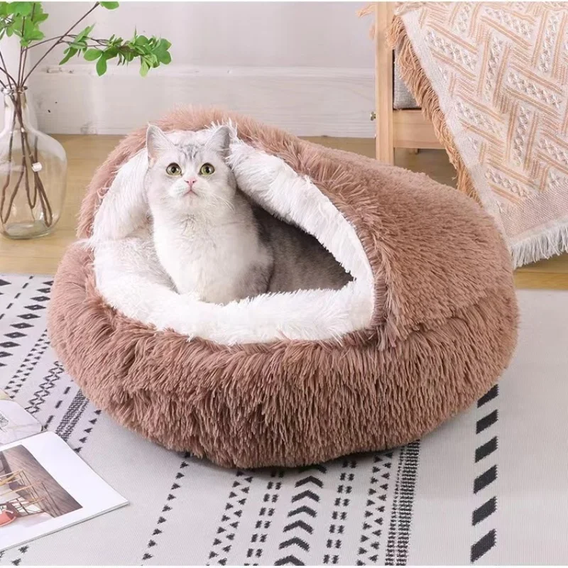 Роскошный нескользящий 27-дюймовый чехол для подушки собаки мягкий теплый плюшевый кошачий домик Милая пещерная кровать кошек и собак