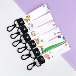 Оптовая продажа, индивидуальная детская идентификационная этикетка, мультяшный узор, черная пряжка с именем