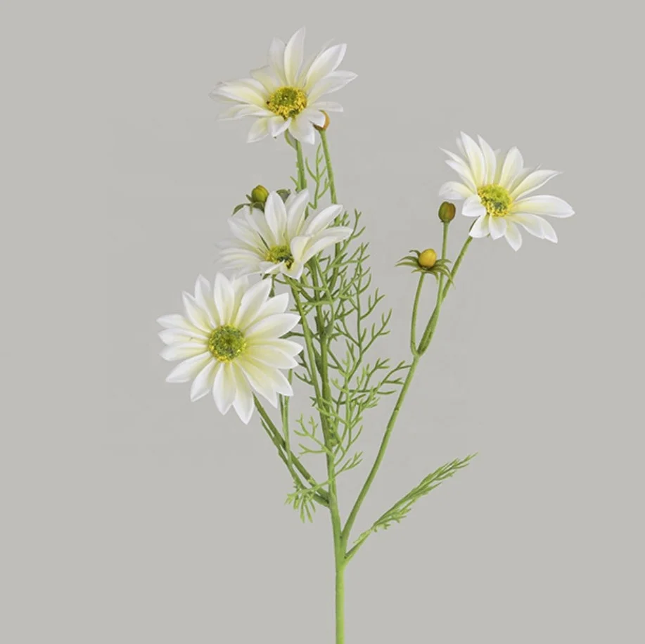 New Arrival High Quality Artificial 4 Heads Latex Daisy Real Touch Flower Yellow For Home Wedding Decoration