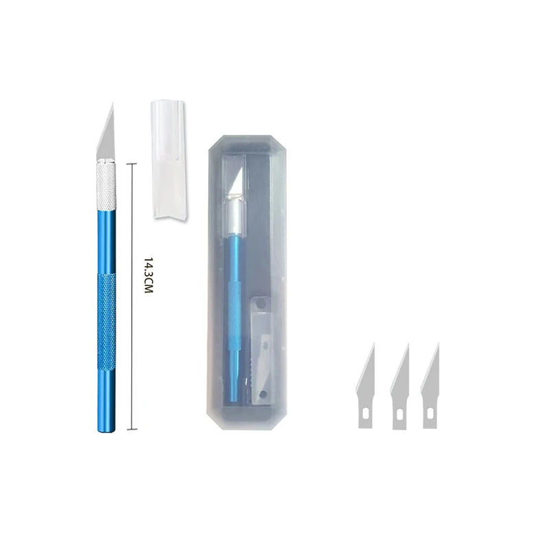 Factory Wholesale OEM Package Portable Aluminium Alloy Metal Art Knife 5 Spare Blades Engraving Craft Graver Knife