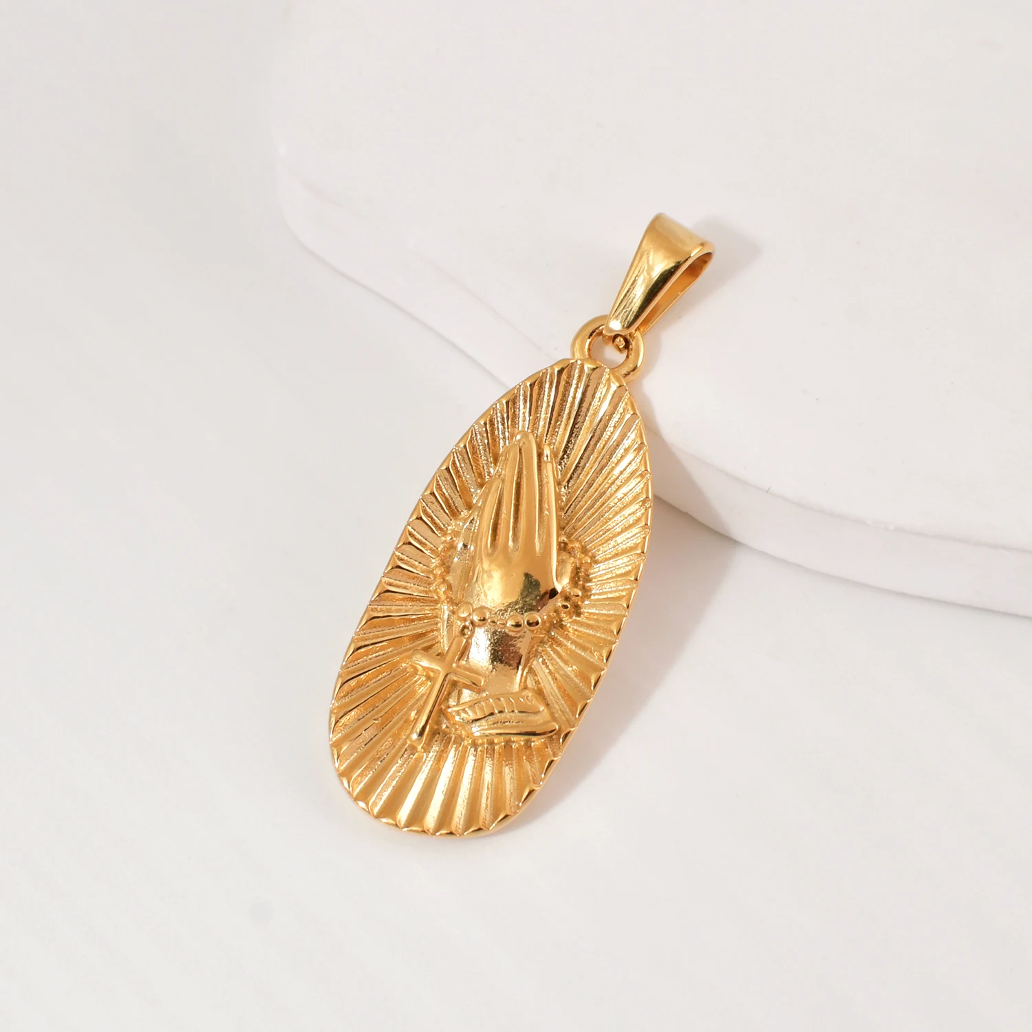 Tarnish Free Prayer Hand Jesus Snake Compass Anchor Pendant Christian Jewelry Stainless Steel Gold Charms for Jewelry Making