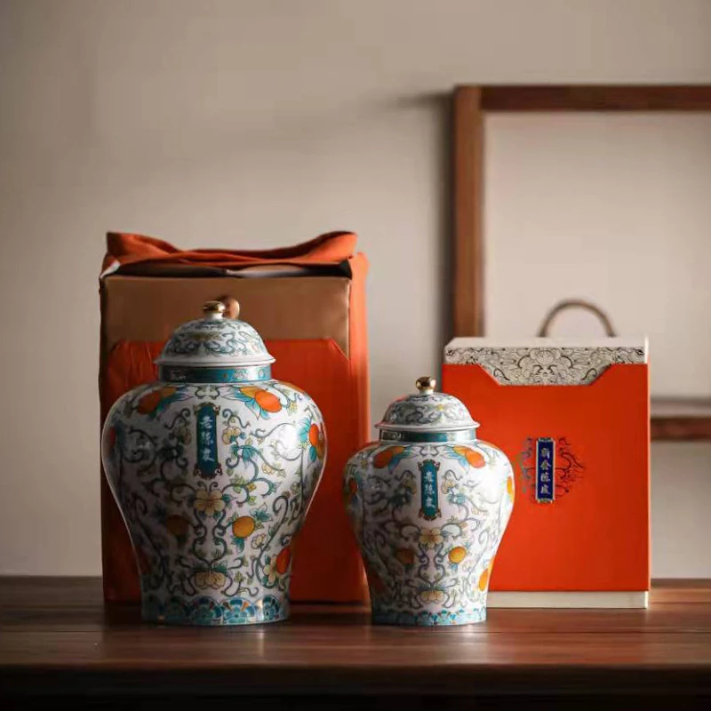 Large Capacity Modern Sealed Tea Tin Canister Porcelain Candy Food Jars Coffee Vaccum Container Ceramic Storage Jar Ginger Jar