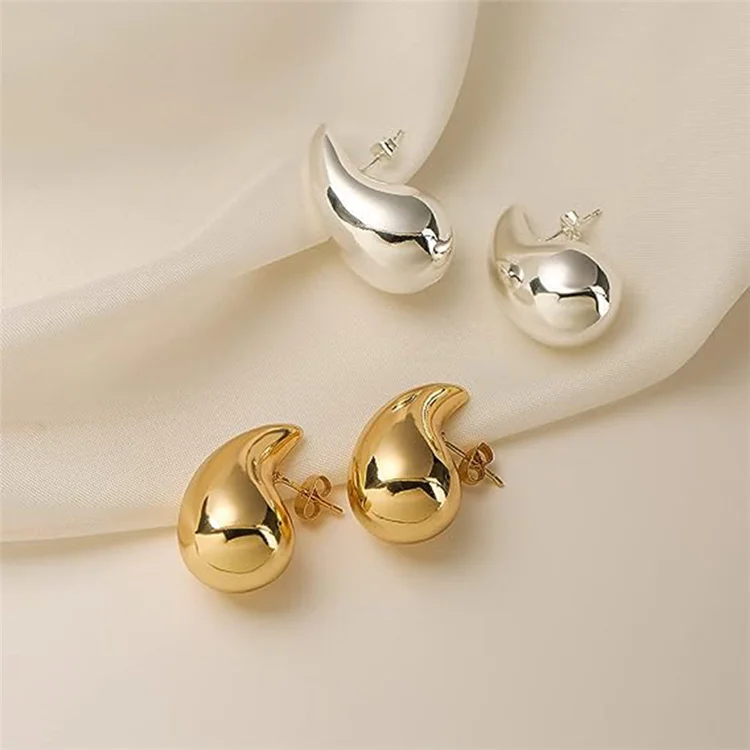 Stainless steel Teardrop Gold Big Earrings Fashion Jewelry Gift Waterdrop Gold Earrings Necklace Bracelet for Women