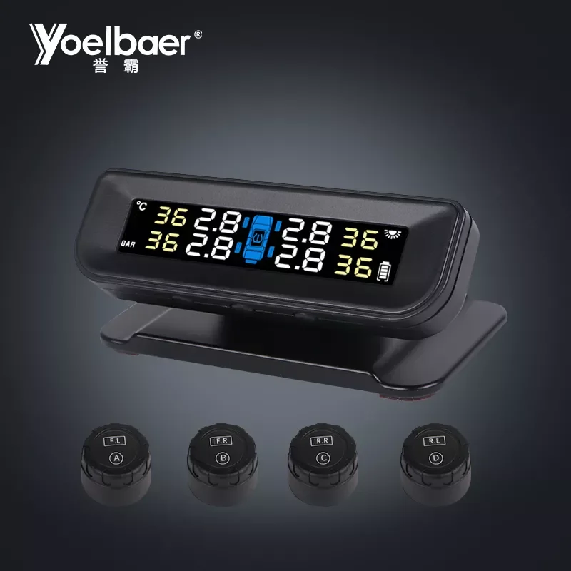 ЖК-дисплей ненормальный сигнал тревоги автомобильный TPMS монитор безопасности шин Солнечная беспроводная система контроля давления в шинах