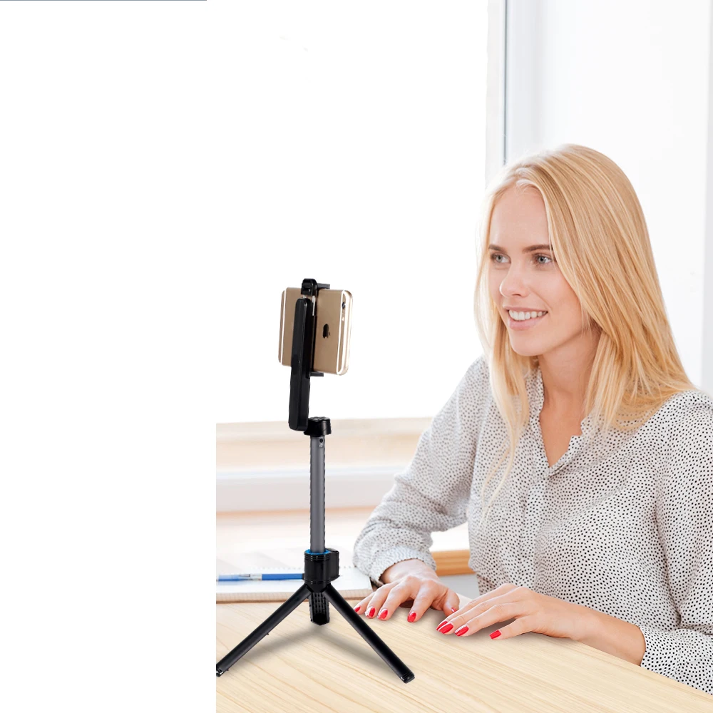 Rotatable Wireless Remote Aluminum Alloy Cellphone Stand Phone Mount Holder Custom Selfie Stick Tripod for iPhone 12