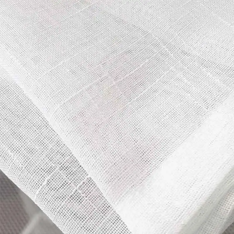 Home Decor Window Voile White Linen Fabric Eyelet Sheer Curtain For The Living Room