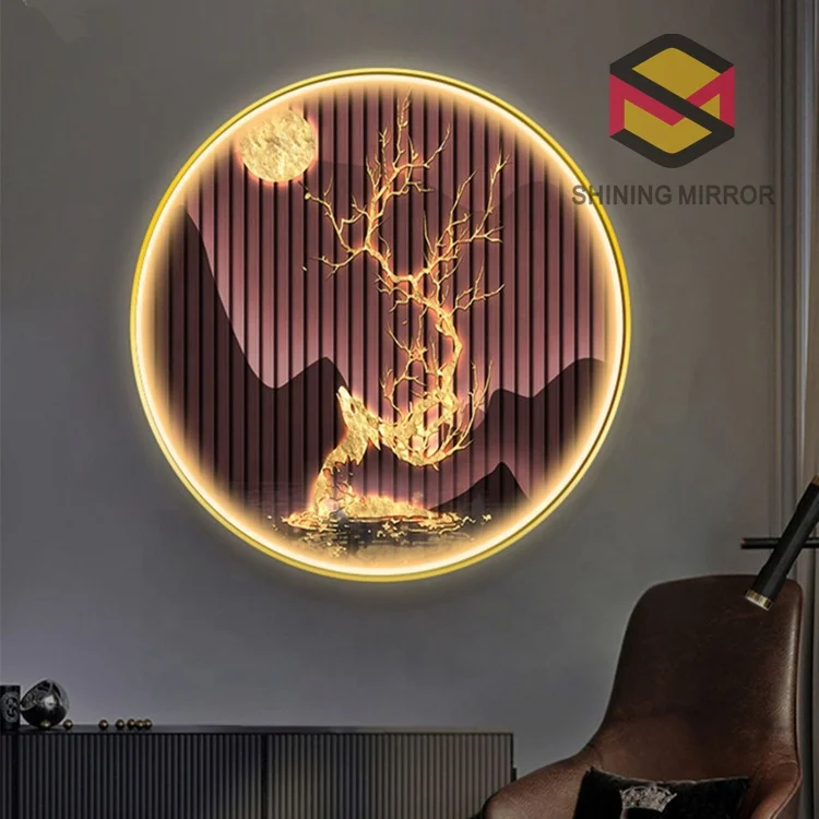 Customized Decorative 3d 5d   Art Pictures with aluminum frame  Led Lighted wall hanging painting