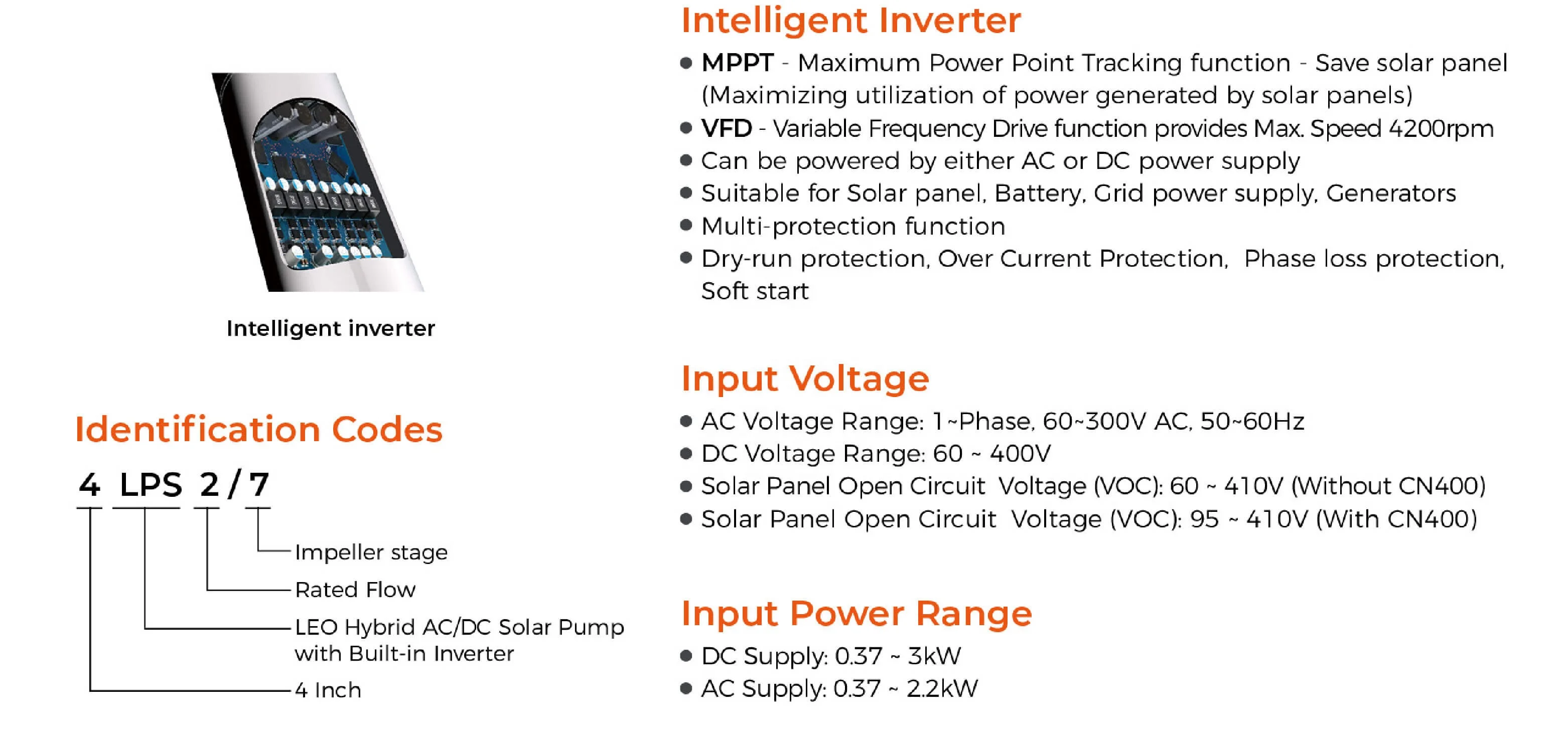 LEO mppt Controller AC/DC Professional Deep Well Water Solar Borehole Pumps
