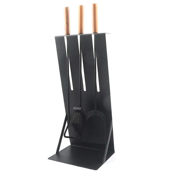 High Quality fireplace accessories 4 Pcs Black Metal Fireplace Tools Set For Sale