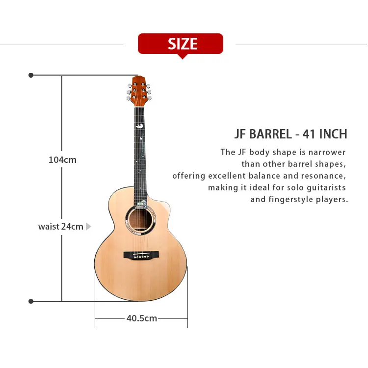 China Guitar 41 Inch JF Shape Acoustic Guitars Ideal for All Play Styles