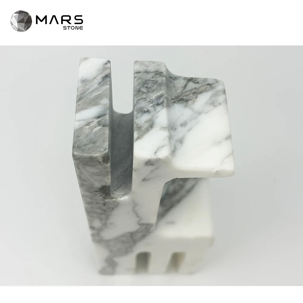 Chinese Factory Arabescato Marble Bookend White Bookshelf Natural Stone Book Ends Marble Gifts Home Decor