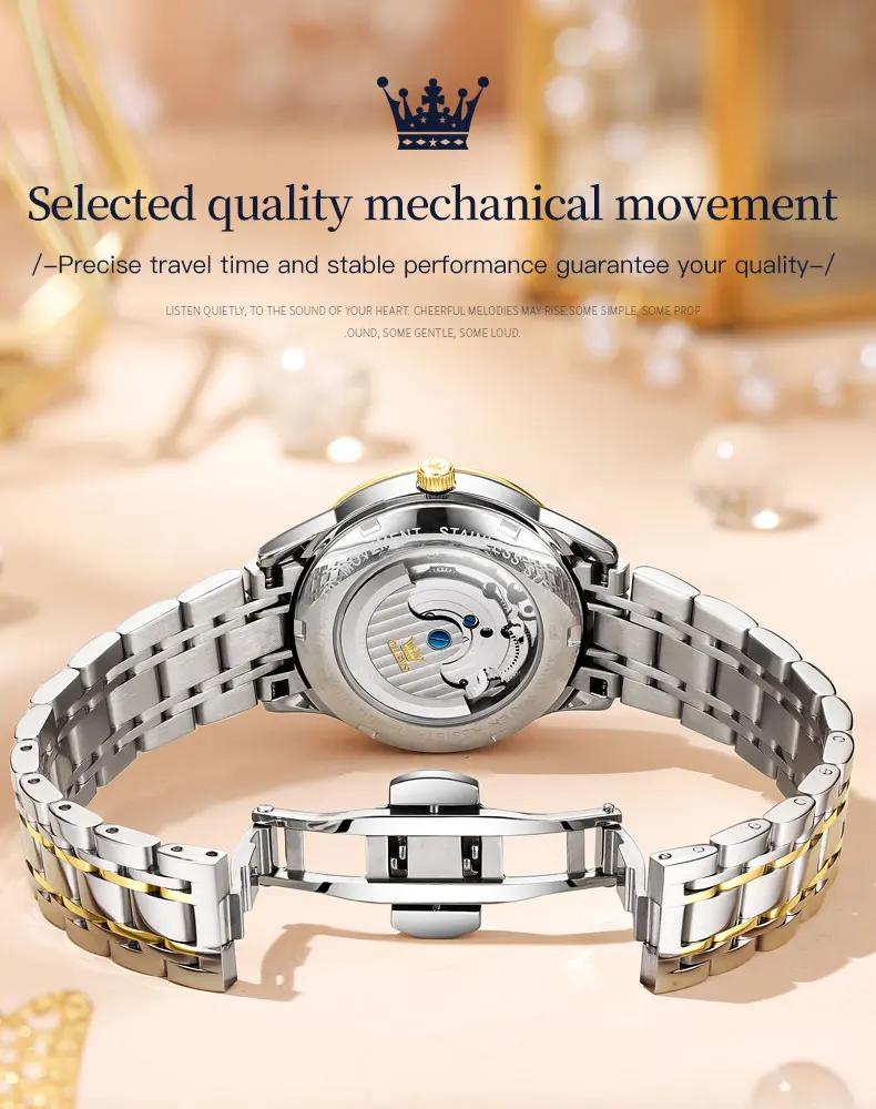 OLEVS 6608 Fashion Watches Luxury Tourbillon Style Original Automatic Mechanical Watch for Women Waterproof Luminous Lady Clock