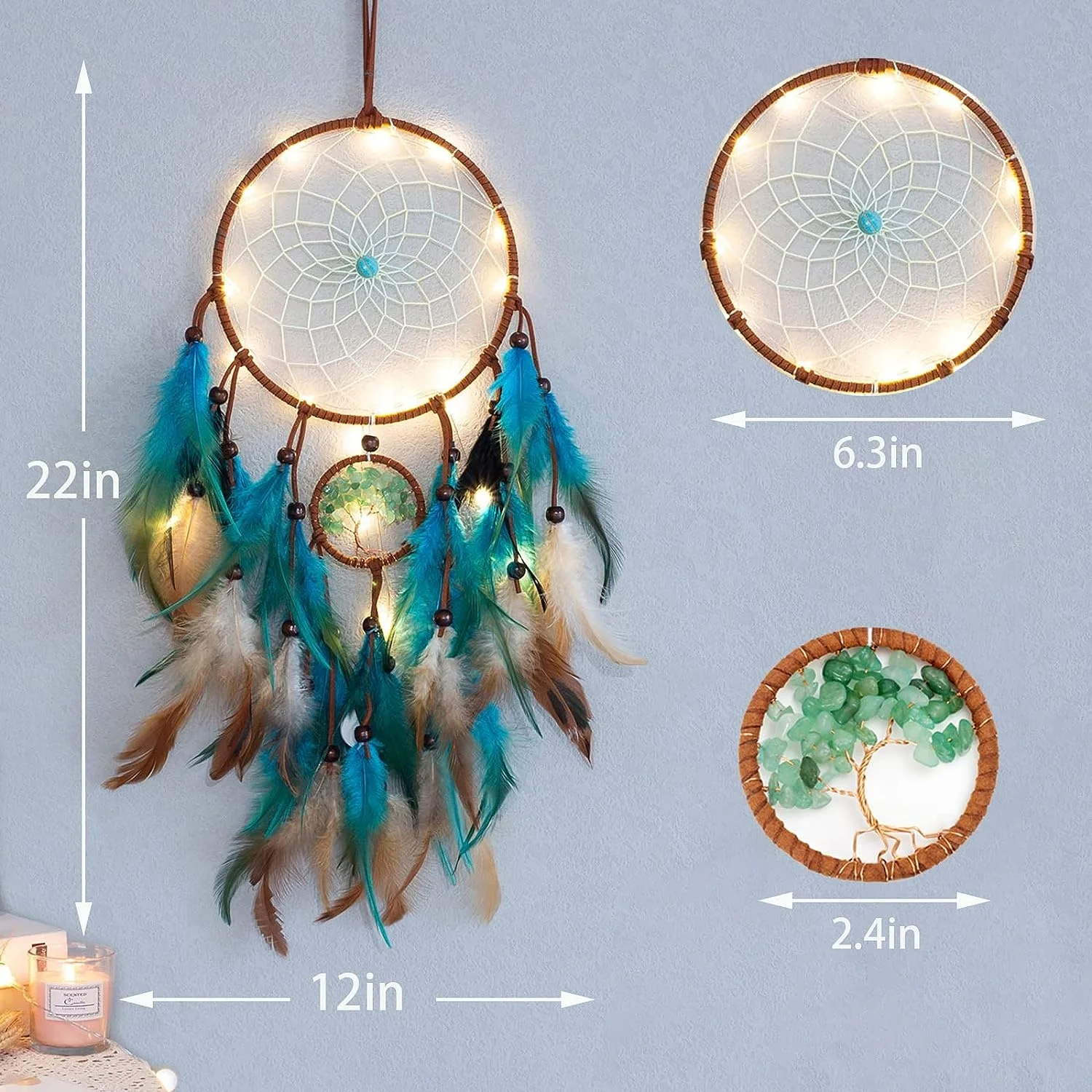 Crystal Dreamcatcher Handmade Wind Chimes Hanging Pendant Dream Catcher Home Wall Art Hangings Decorationsing