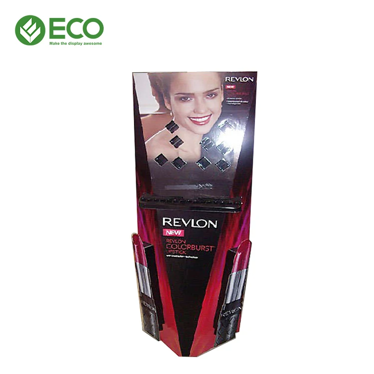 New Design Cardboard Floor Makeup Cosmetic Display Rack Lipstick Display Stand