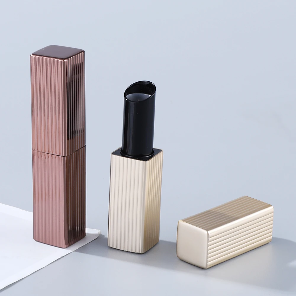 Brown Square Magnet Metal Magnetic Aluminum Plastic Lipstick Container Tube