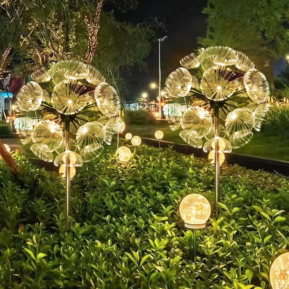 Custom Design LED Artificial Reed Dandelion Light Led Optical Fiber Dandelion Waterproof Outdoor Landscape Lamps Light