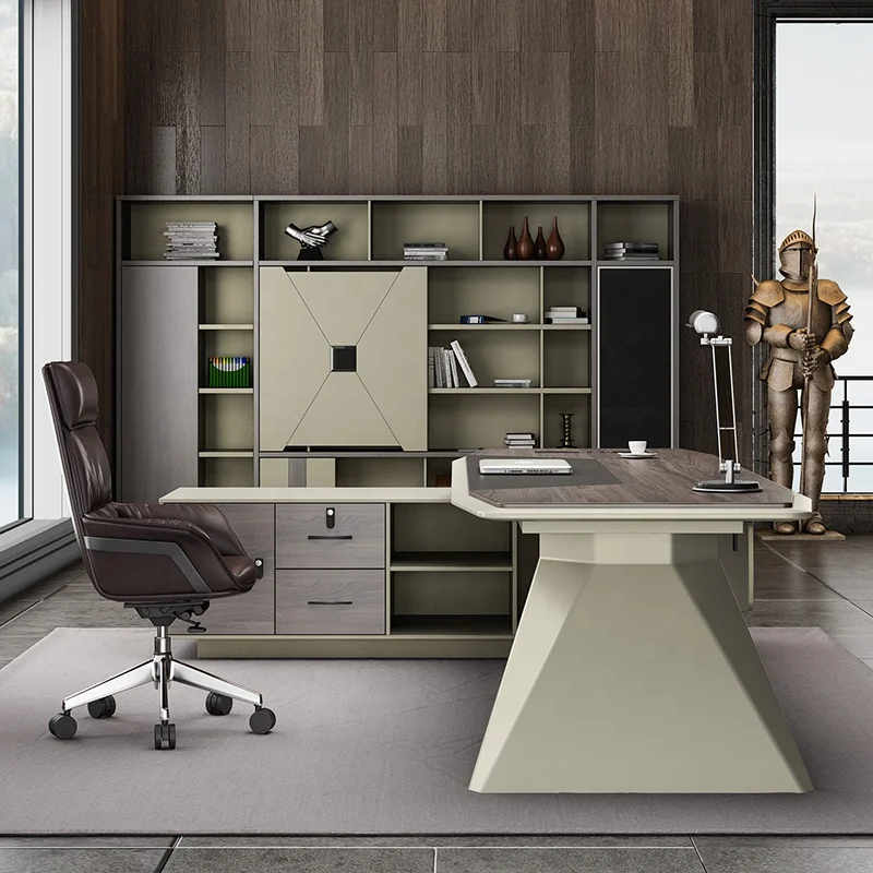 Luxury modern ceo L-shaped executive desk boss desk high-tech office furniture manager desk