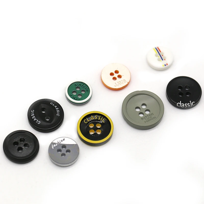 High Quality Custom Brand Logo 4 Holes 15mm 18mm Black Sewing Resin Buttons For Men Polo Shirt