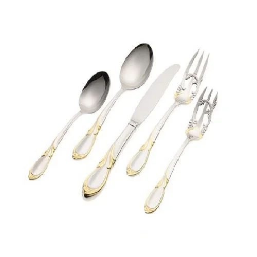 Antique Silver Cutlery Set Customized Logo Reusable Flatware Cutlery Set Silver Spoon Knife Fork