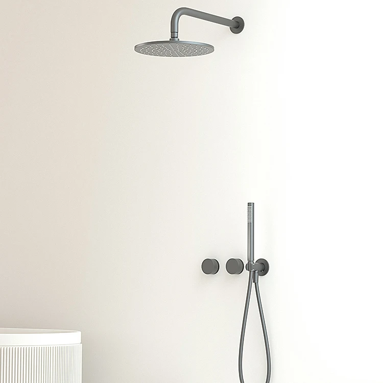 Wall Mounted Waterfall Rain Hidden Black Brass Bath Shower Faucet Mixer Set with bathroom Hidden Tap