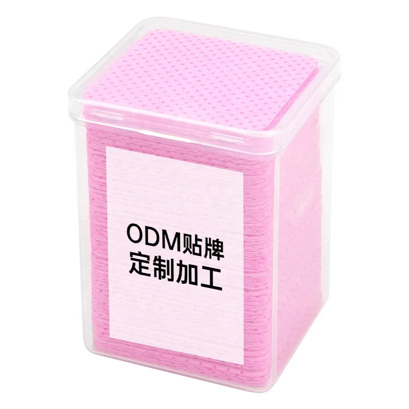 Wholesale High Quality Pink Cotton Eyelash Extension Glue Remover Wipe Makeup Cleansing Adhesive Pads for Beauty Salons