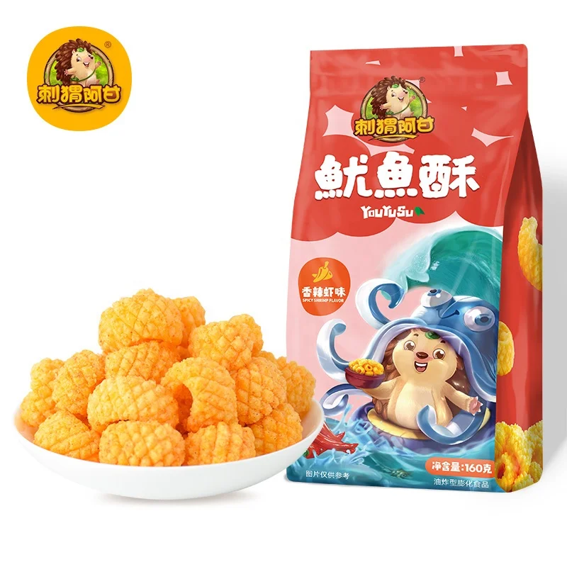 
Chinese Crispy Snack Seafood Snacks 160g Squid Crisps Grain Snack Spicy Shrimp Flavor 