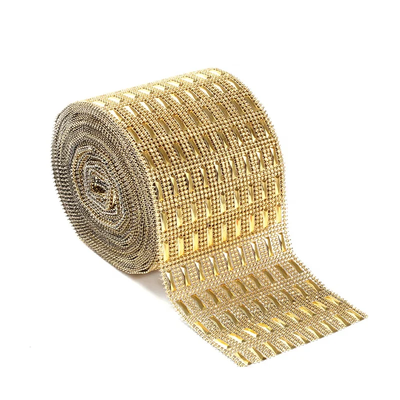 Gold and Silver bendable plastic 24 Rows 10 yards/roll mesh trmming rolls for wedding decor