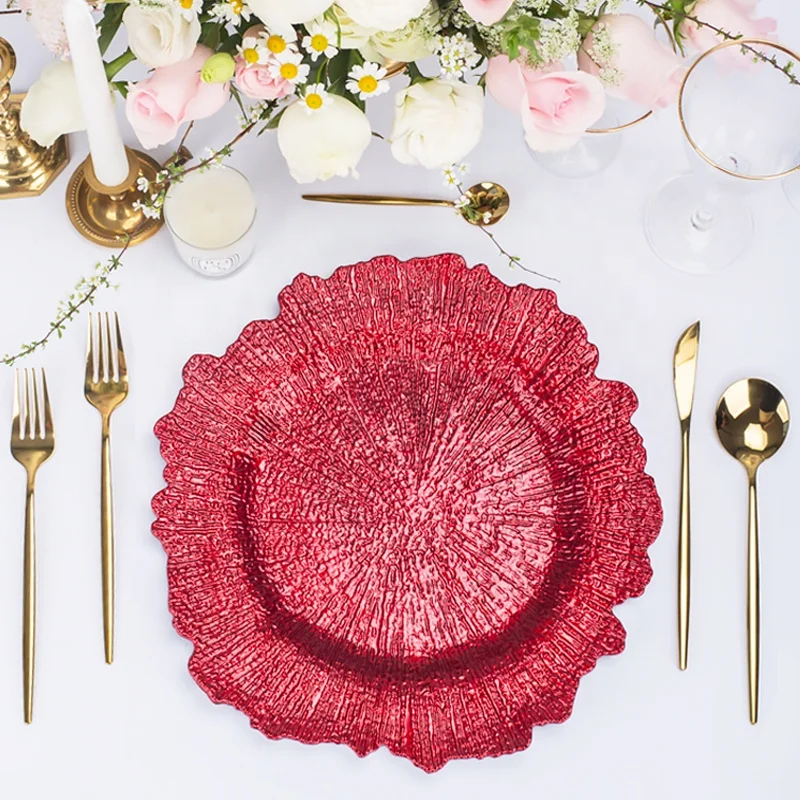 
white silver rose gold beaded dinner pp charger plate purple pink rimmed blue plastic plate chargers wedding decoration clear 