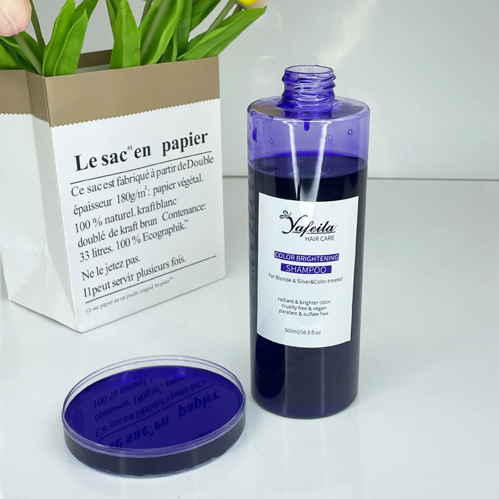 500ml professional customized vegan purple toner color no yellow blue shampoo for blondes color treated hair