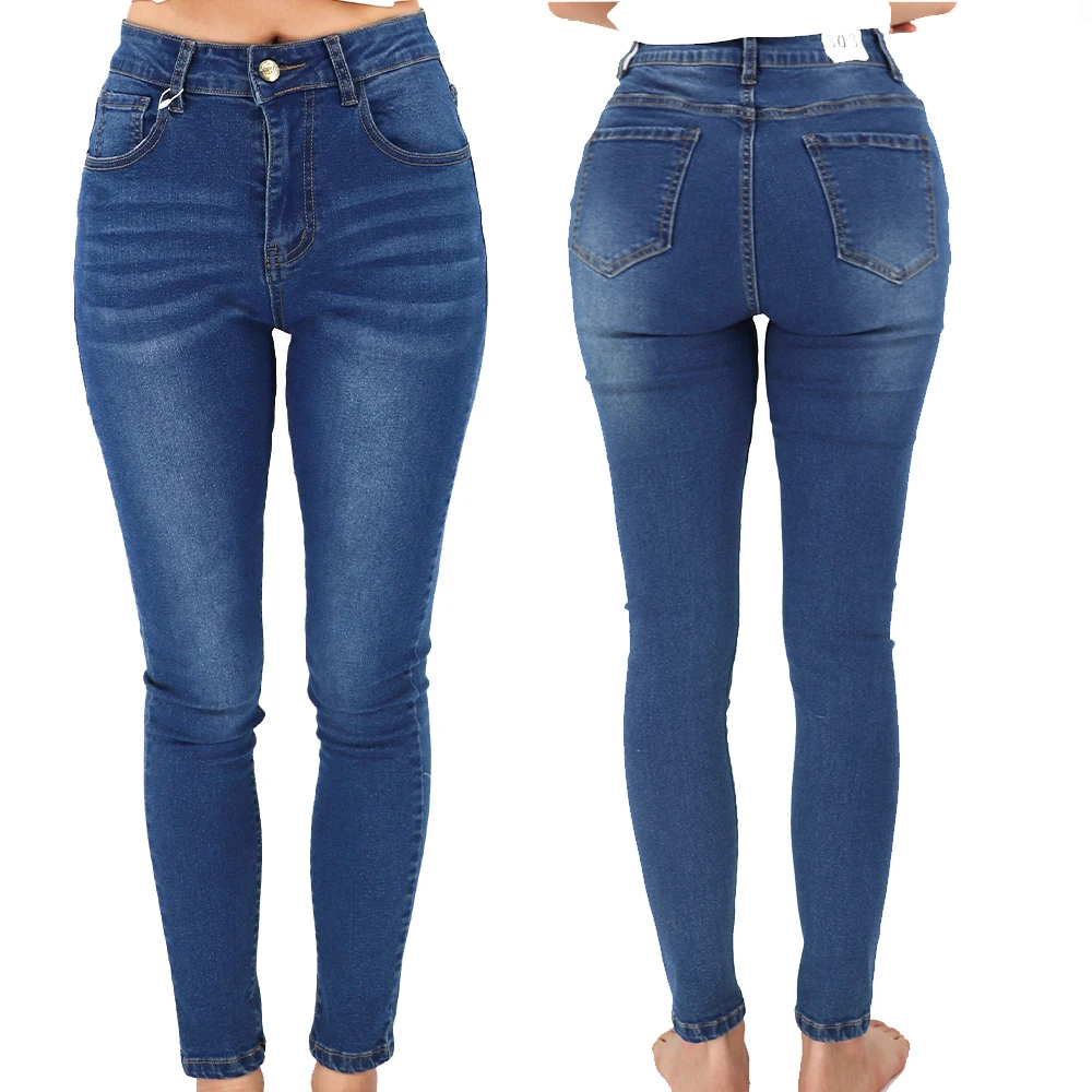 High Waist Stretch Lady Jeans Push Up Leggings Slim Pockets Button Pencil Sexy Jeans Skinny Women Custom Denim Pants
