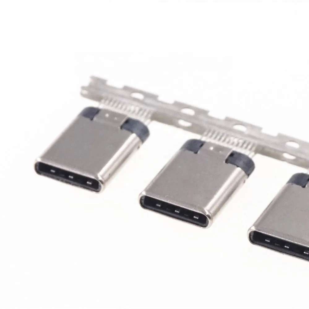 USB 3.1 Type-C Connector 24 Pin Male Receptacle Straddle Mount USB 3.1 Version USB - C Vertical Through Holes PCB Superspeed+