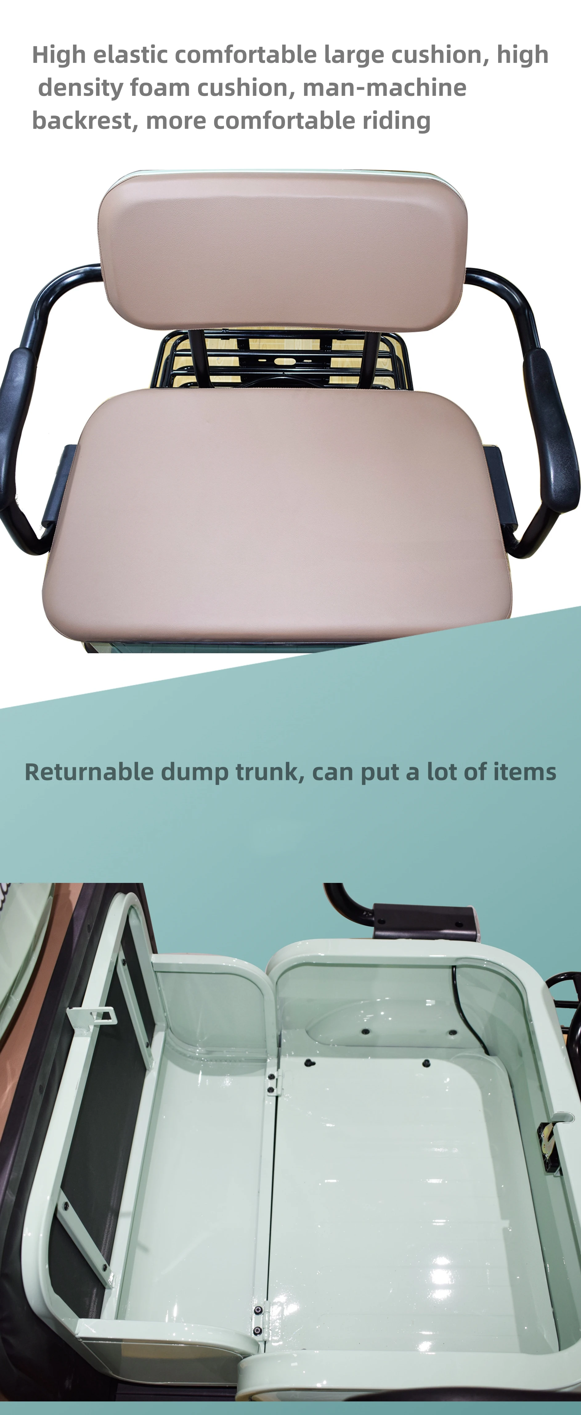 Factory Sales Small 2 Row Electric Passenger Cargo Tricycle with Storage Box for Adults 48V 800W 3 Wheel Moped Scooter Elderly