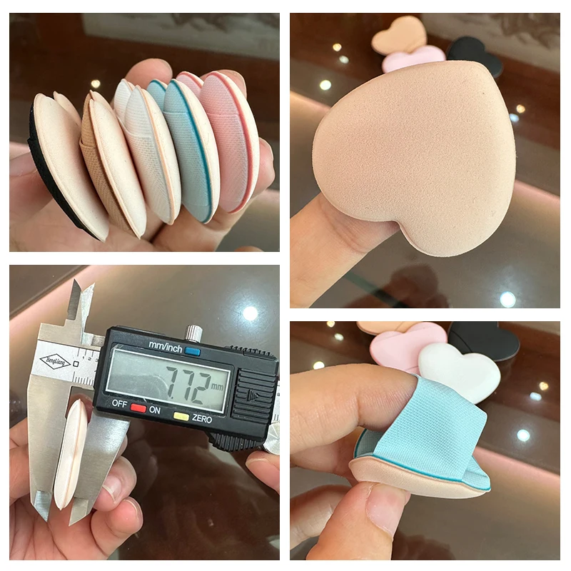 OEM Custom Wholesale Heart Shape Mini Finger Powder Puff Air Cushion Puff Dry&Wet Latex Free Make up Sponge Foam Finger Sponge