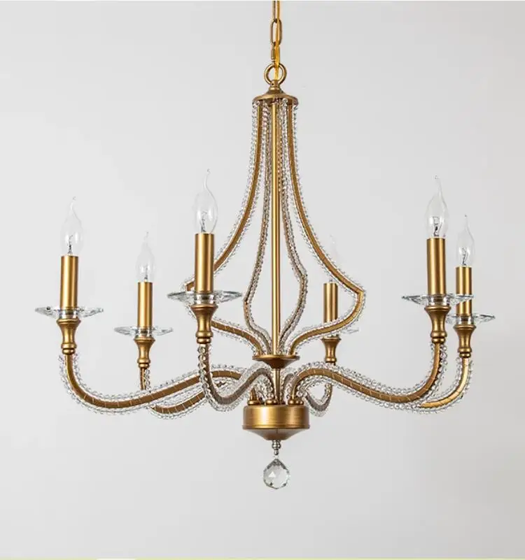 Traditional wrought iron chandelier with K9 crystal rococo restoration chandelier crystal decoration indoor pendant lamp lights