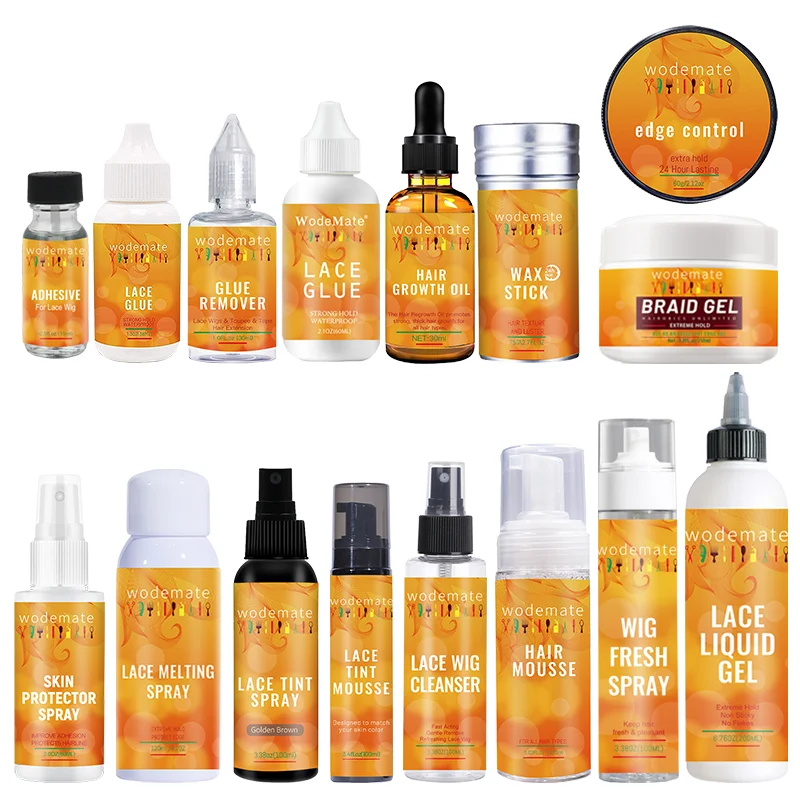 WODEMATE Strong Hold Waterproof Clear Lace Glue Set Lace Wigs Adhesive Tint Mousse Spray Hair Care Products