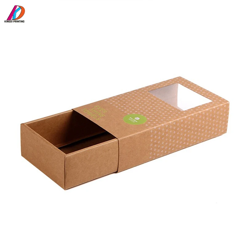 
Hotsale custom logo kraft paper packaging drawer box with clear window 