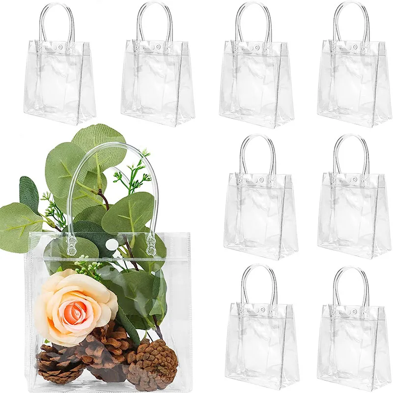 High quality transparent handle shopping bag wedding flowers gift bag plastic pvc gift bags