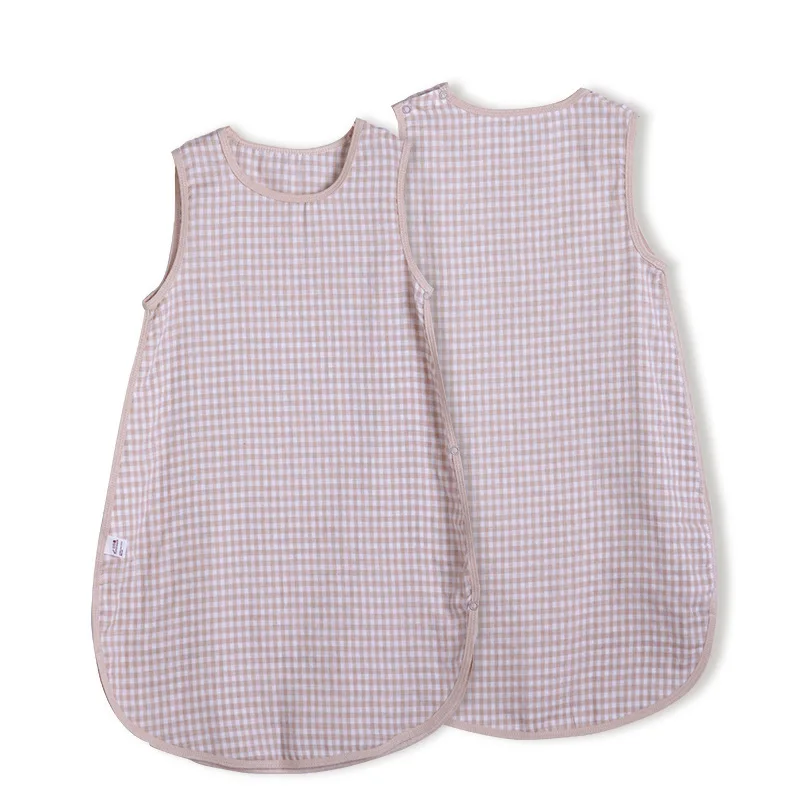 New Summer Organic Cotton Custom With Button Baby Swaddle Unisex Sleep Sack Sleeveless Toddlers Baby Sleeping Bags