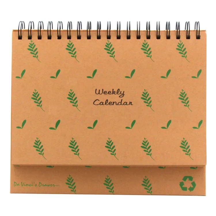 customized recycled Kraft paper table spiral desk calendar daily meal weekly planners pad calendar 2022