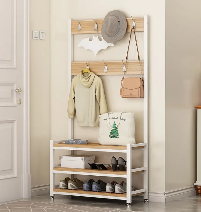 Custom Made Living Room Metal Hall Tree Clothes Hanger Entryway Shoe Coat Rack .png