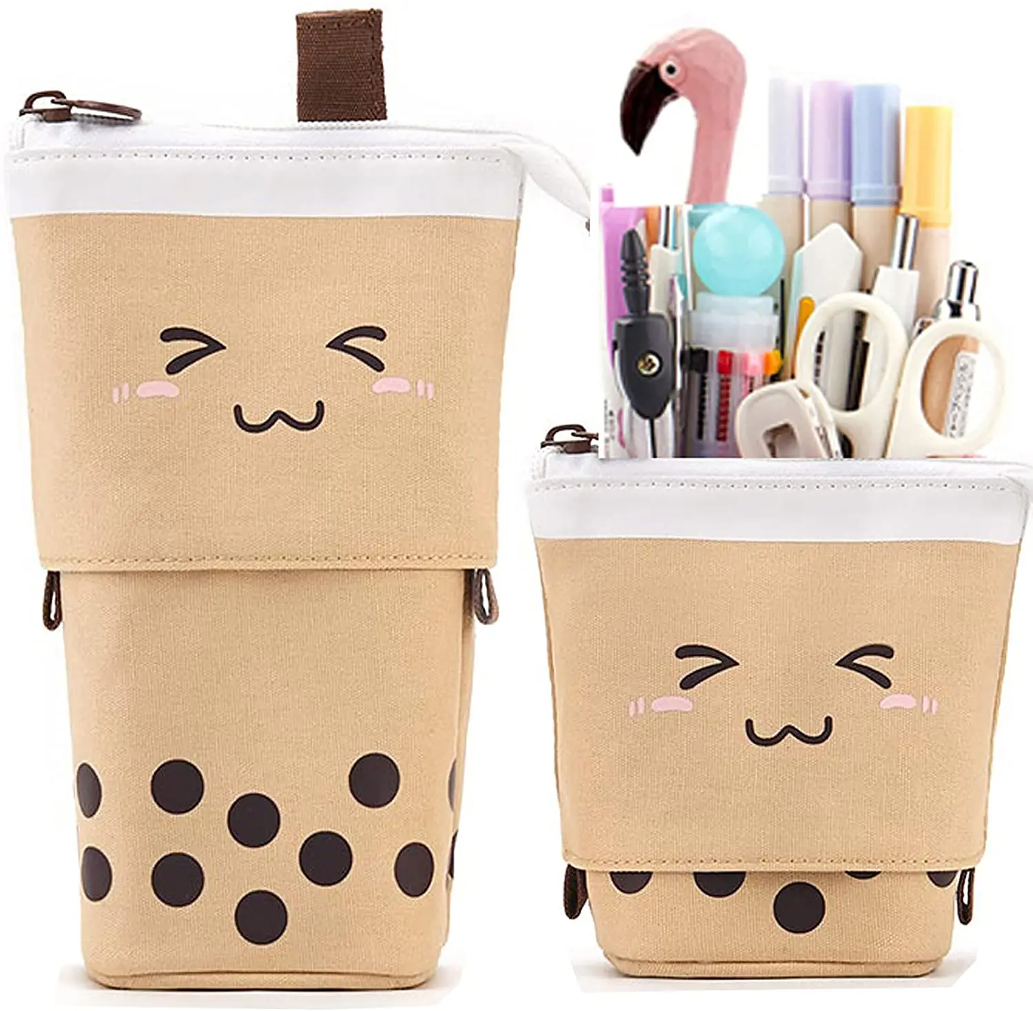 OEM HQ Stand-up Retractable Transformer Bag Cute Pen Pencil Telescopic Holder Pop Up Stationery Case