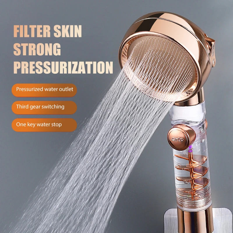 GEE-N High Pressure Filtered Turbo Shower Head Abs 3 Setting Handheld Shower for Bath Wash