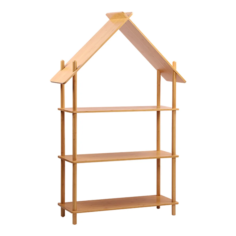 Kids Wooden Shelving Unit with 3 Shelves Storage Wood Bookshelf Children Furniture Natural Bookcase Wooden Storage Cabinet
