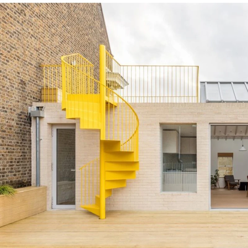Modern Design Iron Steel Spiral Staircase Building Interior Narrow Space Galvanized Steel Center Beam Spiral Stair