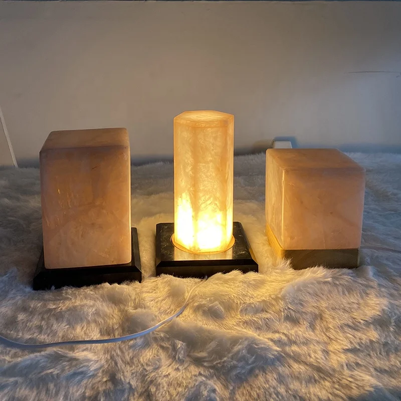 Wholesale bedside  night lamp  home decoration warm luxury pink rose quartz crystal lamp