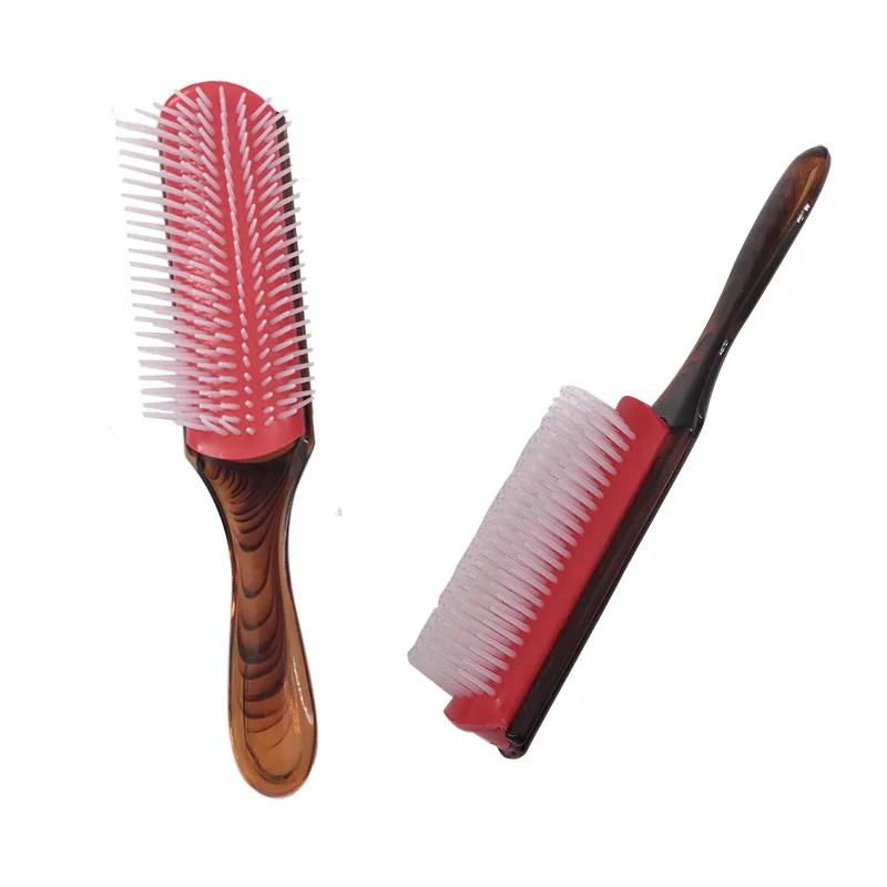 
Amazon Hot Sell 2019 Personalized Nylon Bristles 9 Row Denman Hair Brush 