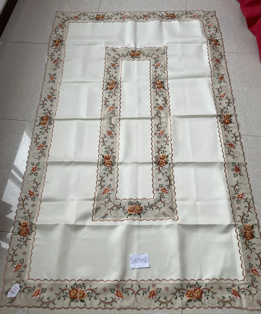 embroidered cutwork bamboo silk tablecloth