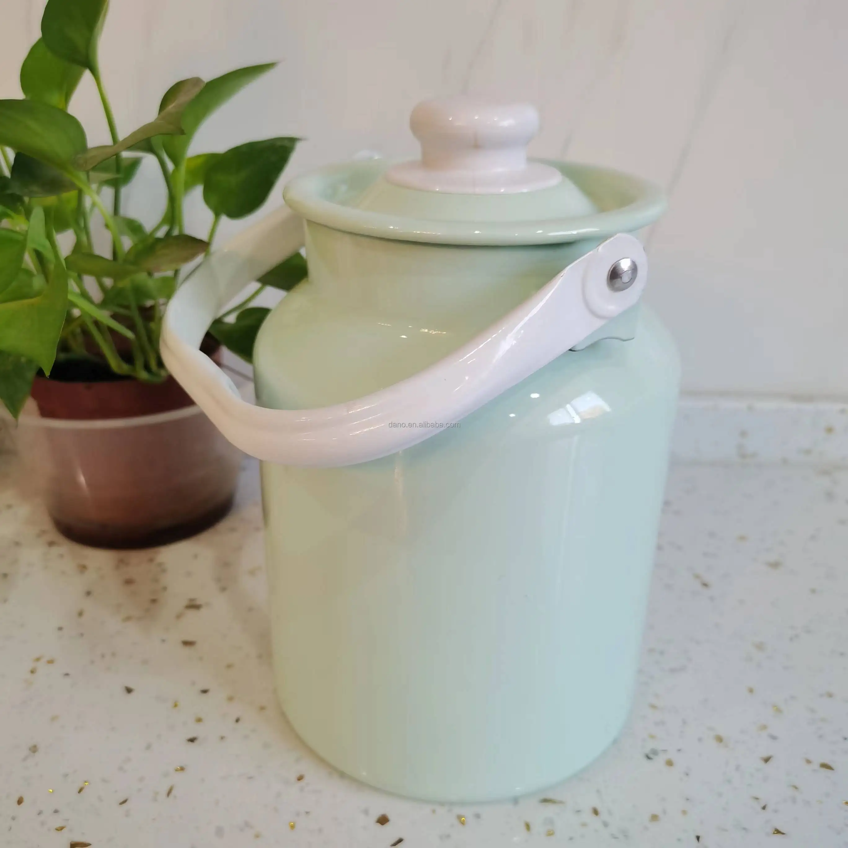 Enamel Metal Milk Bucket with Lid Wholesalers Enamel Milk Can Enamel Storage Containers Outdoor Enamelware